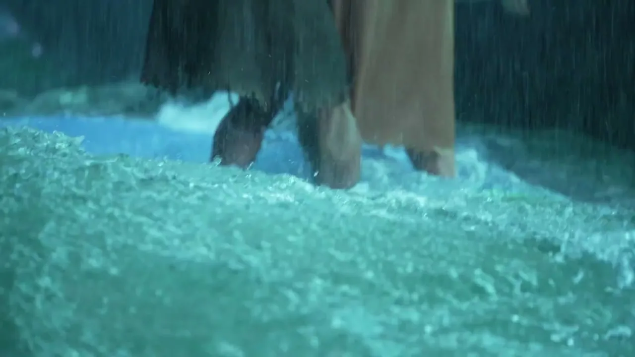 The Chosen, season 3 — feet on churning water, the walk-on-water sequence