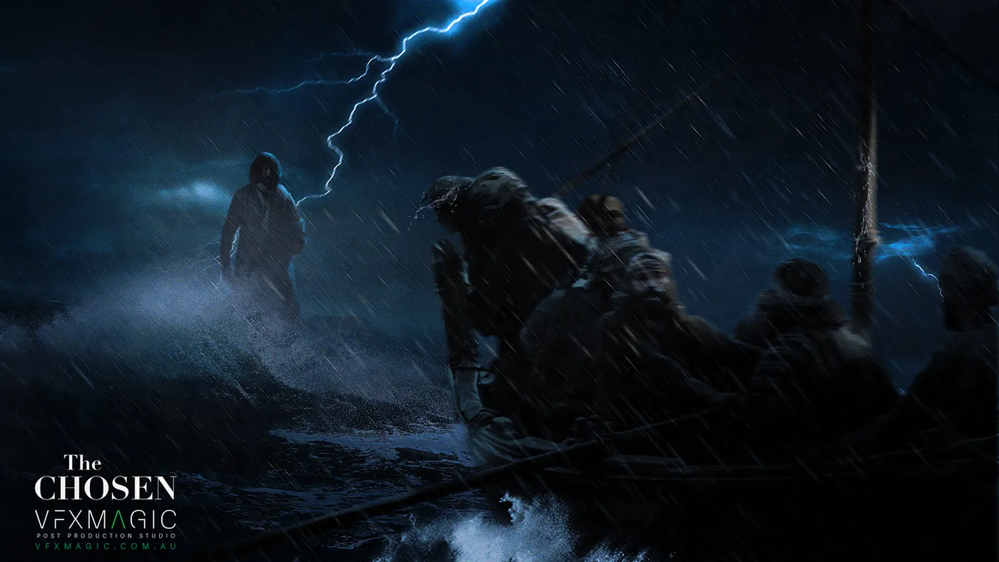 Stormy night water
